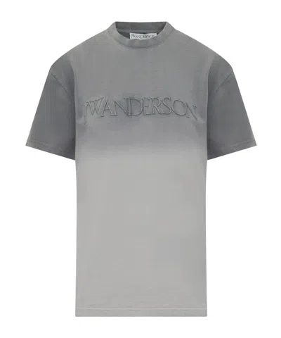 JW ANDERSON JW ANDERSON TIE-DYED LOGO EMBROIDERED T-SHIRT