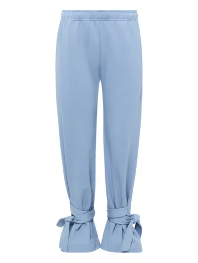 Jw Anderson Tie-fastening Cotton Trousers In Blue
