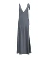 Jw Anderson Knotted Silk-satin Maxi Slip Dress In Gray