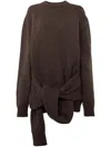 Jw Anderson Draped Tie-front Sweater In Brown