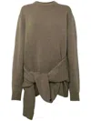 Jw Anderson Draped Tie-front Sweater In Neutrals