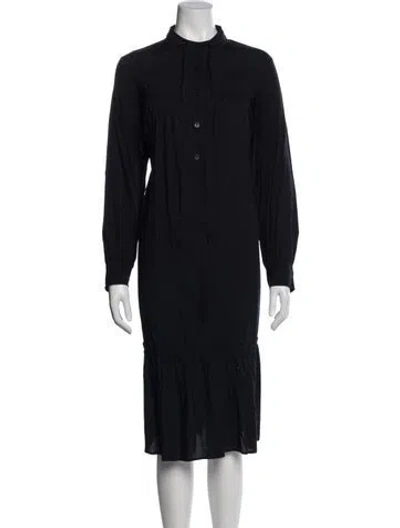 Pre-owned Jw Anderson Tie Neck Midi Length Dress In Black