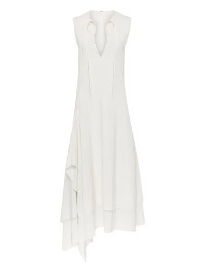 Jw Anderson Tie-neck Ruffled Dress In White