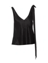 Jw Anderson Shoulder Tie Silk Top In Black