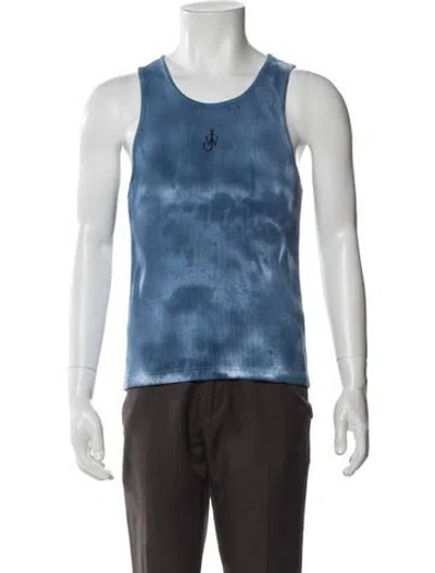 Pre-owned Jw Anderson Tie-dye Print Scoop Neck T-shirt In Blue