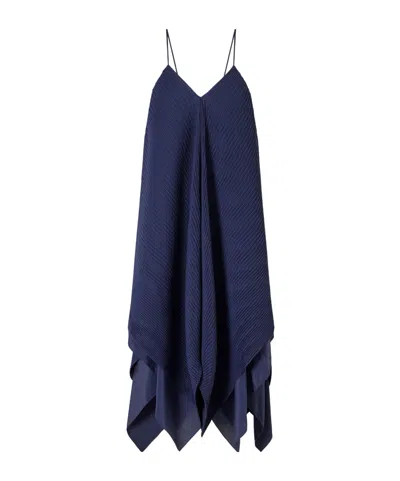 Jw Anderson Tiered Asymmetric Pleated Crepe De Chine Mini Dress In Blue