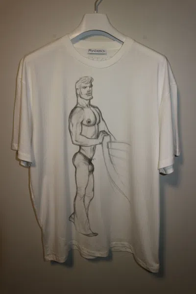 Pre-owned Jw Anderson Tom Of Finland Print T-shirt In White