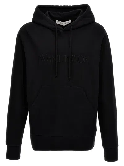 JW ANDERSON TONE-ON-TONE LOGO HOODIE WITH DRAWSTRING HOOD