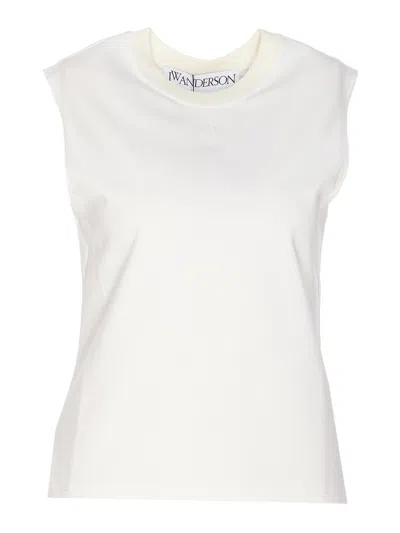 Jw Anderson Tank Top With Anchor Embroidery In White