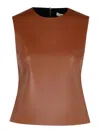 Jw Anderson Leather Tank Top Seam Detailing In Brown