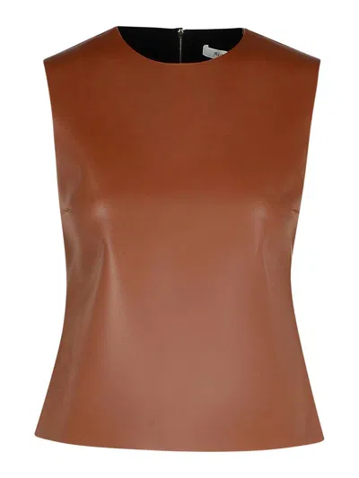 JW ANDERSON BROWN LEATHER TANK TOP