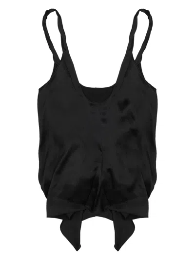 Jw Anderson Cami Gathered Front Silk Tank Top In Black