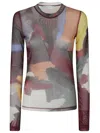 Jw Anderson J. W. Anderson Fitted Multicolored Underpinning In Printed Tulle In Green