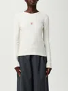 Jw Anderson Crew Neck Long Sleeves Ribbed Cuffs In White