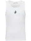 Jw Anderson White Sleeveless Top With Logo Embroidery On The Front In White