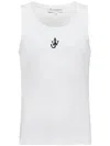 Jw Anderson White Sleeveless Top With Logo Embroidery On The Front In White