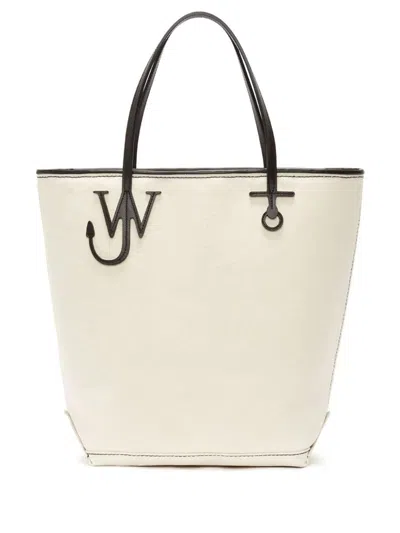 Jw Anderson Jw Tall Anchor Logo Plaque Tote Bag In Naturblack