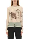 Jw Anderson Transparent Slim-fit Top With Artistic Print In Neutral