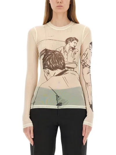 Jw Anderson Transparent Top With Print In Brown