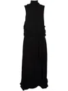 Jw Anderson Black Twisted Drape Sheer Maxi Dress In Black