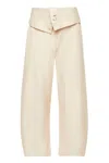 Jw Anderson Fold-over Trousers In Beige Chari