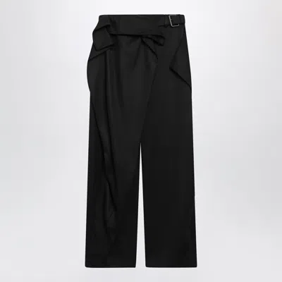 Jw Anderson Trousers With Turned-up Waist In Black Wool