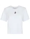 Jw Anderson Mens White Anchor-embroidery Crop Cotton-jersey T-shirt In White