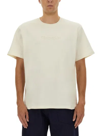 Jw Anderson Tshirt With Embroidered Logo In White