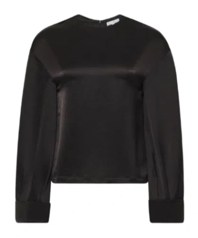 Jw Anderson Twisted Sleeve Satin Top In Black