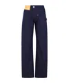 Jw Anderson Workwear Cotton Pants With Blue Twisted Leg In Blue