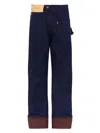 Jw Anderson Turn Up Twisted Workwear Jeans In Blue