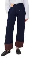 Jw Anderson Workwear Cotton Pants With Blue Twisted Leg