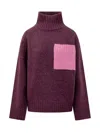 Jw Anderson Turtleneck Sweater With Patch Pocket In Purple