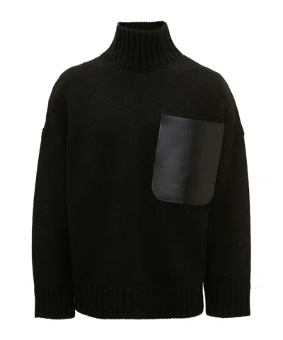 Jw Anderson Turtleneck Pocket Patch Knitted Jumper In Black