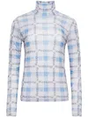Jw Anderson J. W. Anderson Fitted Turtleneck With All-over Logo Print In Blue
