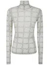 Jw Anderson Sheer Long Sleeve Turtleneck Top In White