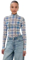 Jw Anderson J. W. Anderson Fitted Turtleneck With All-over Logo Print In Blue