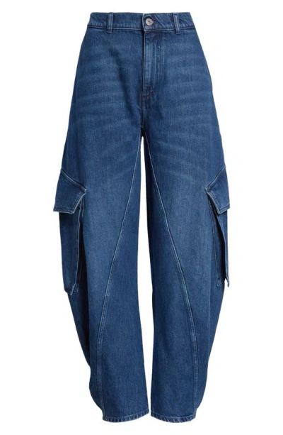 Jw Anderson Curved-seam Tapered Jeans In Blue