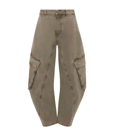 Jw Anderson Twisted Cargo Jeans In Green
