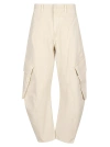 Jw Anderson Cotton Barrel-leg Cargo Pants In Chalk