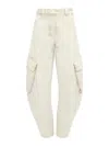 Jw Anderson Cotton Barrel-leg Cargo Pants In Beige