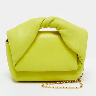 Pre-owned Jw Anderson Twisted Chain Light Green Leather Clutch