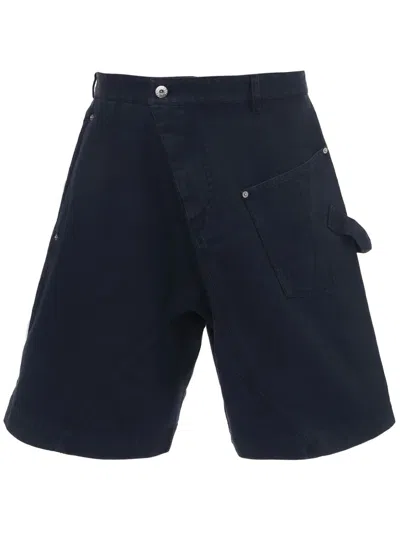 Jw Anderson Knee-length Twisted Bermuda Shorts In Black