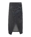 Jw Anderson Twisted Denim Midi Skirt In Black
