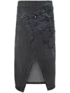 Jw Anderson Twisted Asymmetric Denim Wrap-effect Midi Skirt In Grey