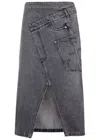 Jw Anderson Twisted Denim Midi Skirt In Grey