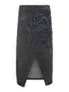 Jw Anderson Twisted Denim Midi Skirt In Grey