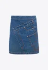 Jw Anderson Mini Skirt With Asymmetric Design And Pockets In Denim