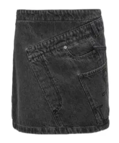 JW ANDERSON JW ANDERSON MID-RISE TWISTED DENIM MINI SKIRT