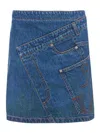 Jw Anderson Mini Skirt With Asymmetric Design And Pockets In Dark Wash